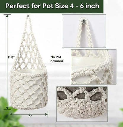4 Packs Hanging Planters for Indoor Plants, Wall Plant Holder | Plant Hanger Indoor, Wall Planters for Indoor Plants, Hanging Plant (4PK, 2 Large + 2 Small)
