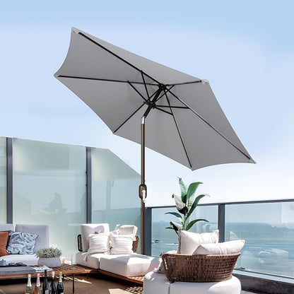 Blissun 7.5 ft Patio Umbrella, Yard Umbrella, Outdoor Market Umbrella with Push Button Tilt Crank, Grey