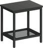 Outdoor Side Table with Storage, 2-Tier Patio End Tables Weather Resistant, Black Outdoor Accent Table,Small Side Table for Pool, Deck, Garden