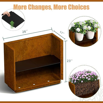 Decoroca Corten Steel Planter - Rectangular Metal Planter for Outdoor/Indoor - Rust-Resistant Large Décor for Patio&Garden - US-Design Naturally Rusting(Plants, Trees, Succulents)