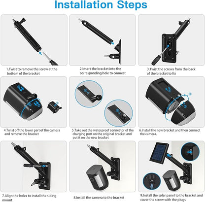 HOLACA 2-in-1 Wall Mount Bracket for Stick Up Cam Pro Solar Panel, Spotlight Cam Pro/Plus and Stick Up Cam Battery/Wired Outdoor Mount Accessories for Ring Super Solar Panel (Black)