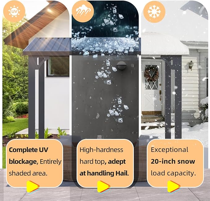 AECOJOY 8' x 5' Hardtop Grill Gazebo Outdoor Pergola, Small Heavy Duty Lean to Metal Pergolas and Gazebos Clearance, Wall-Mounted Grill Gazebo Galvanized Steel Patio Roof Awnings for Patio, Decks