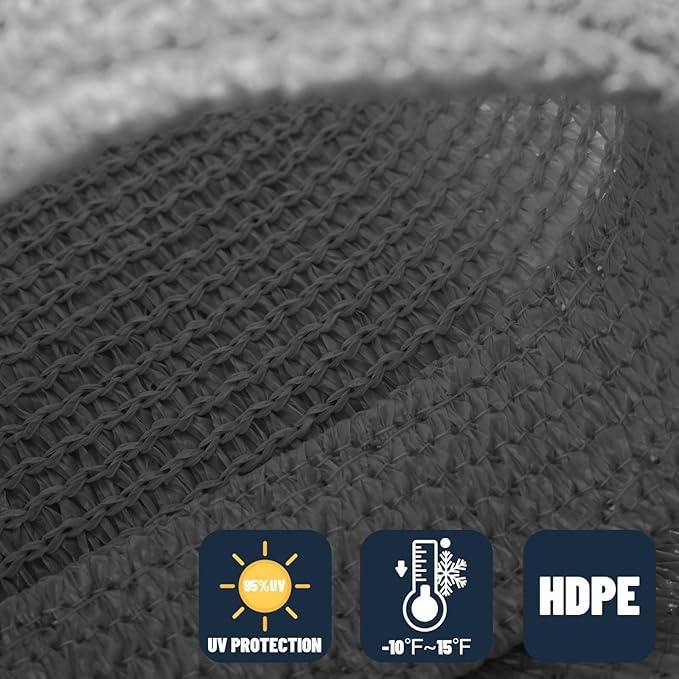 SUNNY GUARD Custom Size 19'x19'x19' Dark Grey Sun Shade Sail Triangle UV Block Shade for Backyard Yard Patio Deck Garden(Customized)
