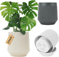 Plant Pots，Set of 3 Plastic Pots for Indoor Plants,Flower Pots Outdoor Planters with Drainage Hole and Seamless Saucer, White,Milky-Yellow,Gray