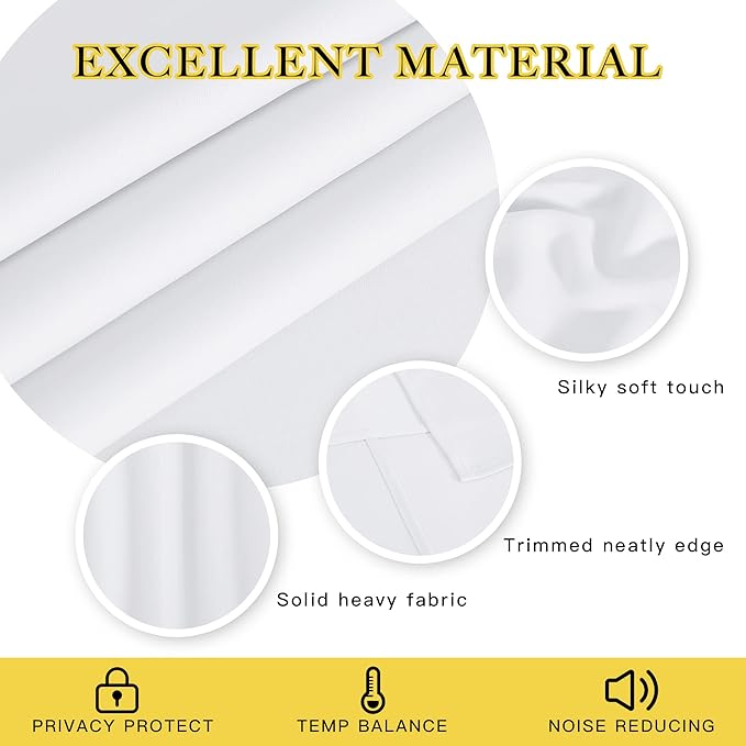 NICETOWN White Room Darkening Bedroom Curtain 84 inches Length - (50% Blackout) Grommet Window Treatment Sound Dampening Thermal Drape for Living Room (W52 x L84, 1 Panel)