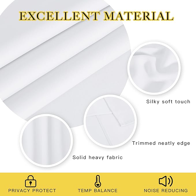 NICETOWN Patio Blackout Curtain Panels - Extra Wide Sliding Door Thermal Insulated Drape, Privacy Room Divider Curtain for Bedroom Office (White, 66 x 118 Inch Long)