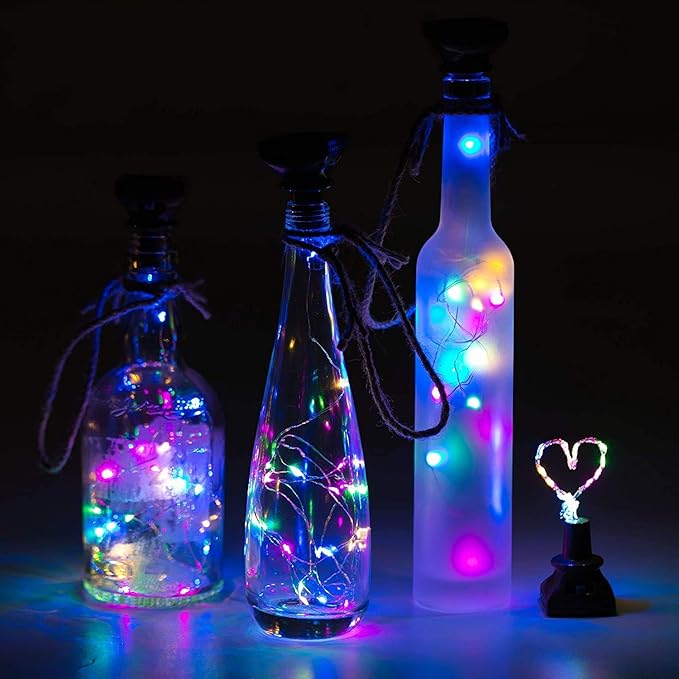 Indoor Solar String Lights for Wine Bottles, 3 Colors, 12 Pack