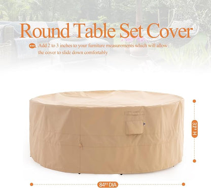 WJ-X3 Round Patio Furniture Cover, Waterproof, UV Resistant, Anti-Fading - Image 7