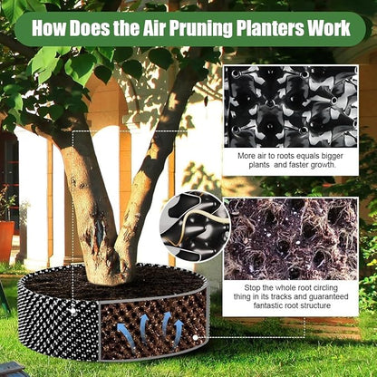 Air Pruning Containers, 40 Gallon Air Pruning Planters, Sturdy Plastic Roots Control Planter Container for Tree Grow Outdoor, Garden Self-Planting Planters, Size 24"x24", Black, 4P