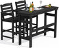 SERWALL Outdoor Bar Table and Chairs Set, Adirondack Bar Chairs Set of 2 and Bar Height Table, All Weather HDPE Patio Bar Set, Outdoor Furniture for Outside, Black