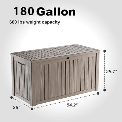 Deck Box 180 Gallon Grey Resin Outdoor Storage Bench