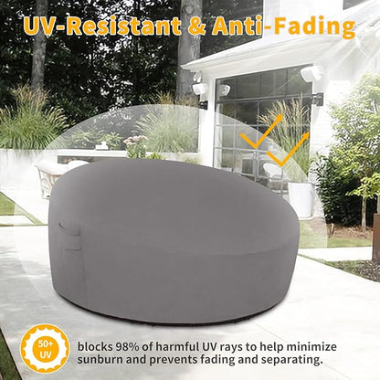 Easy-Going Heavy Duty 600D Outdoor Daybed Cover 88 Inch UV Resistant Patio Round Sofa Cover Waterproof Outdoor Canopy Daybed Sofa Cover with Air Vent 88" Dia x 35"/18" H, Grey