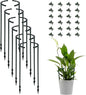 12 Pack Plant Support Stakes with 24 Pcs Clips, Half Round Ring Plastic Cage Holder Flower Pot Climbing Trellis for Small Vegetable,Indoor Plants