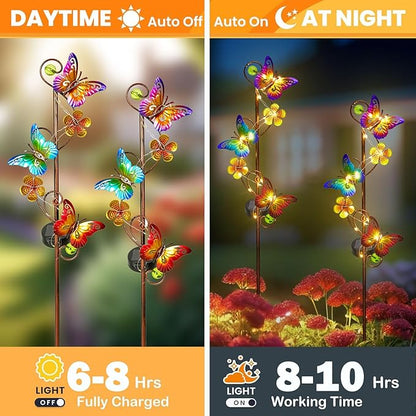 NAN ZAI NAN FANG Butterfly Solar Stake Lights, Waterproof, for Outdoor Decor, Garden,Lawn,Patio or Courtyard, 2 Pack