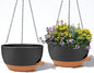 2 Pack 12 Inch Self Watering Hanging Planters for Indoor Plants, Large Black Brown Plastic Hanging Pots with Chains for Outdoor Patio Garden Home Decor Black Brown