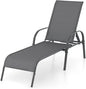 Giantex Patio Lounge Chair, Outdoor Chaise Lounge with 5 Adjustable Backrest, Sturdy Steel Frame, Sunbathing Recliner, Tanning Chair for Beach, Outside, Yard, Balcony, Pool Chairs (1,Dark Gray)
