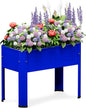 Elevated Metal Planter Box Stand Heavy Duty Raised Garden Bed for Vegetables Flowers Herbs Indoor Outdoor Use, Cobalt Blue