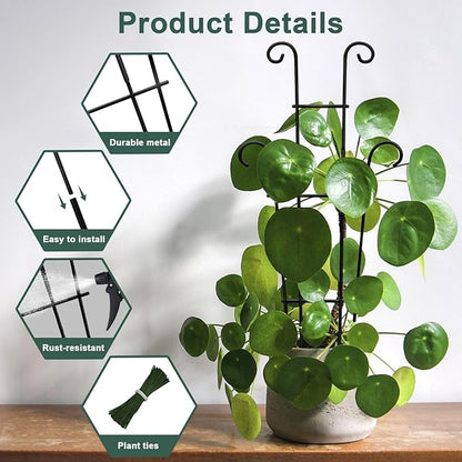 Coomin 23in Taller Plant Trellis for Climbing Plants Indoor, 4P Sturdy Houseplant Trellis for Potted Plants with Ties, Vine Plant Support for Monstera Pothos Ivy, Plant Decor