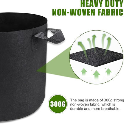 5-Pack 5 Gallon Plant Grow Bags, Heavy Duty Aeration Fabric Pots with Handles for Garden and Planting