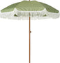 AMMSUN 7ft Patio Umbrella with Fringe Outdoor Tassel Umbrella UPF50+ Premium Steel Pole and Ribs Push Button Tilt, Sage Green