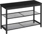 HOOBRO Shoe Bench, 3-Tier Shoe Rack, Industrial Shoe Organizer Storage Bench, 29.5 inches Entry Bench with Mesh Shelves, for Entryway, Living Room, Hallway, Easy Assembly, Black BB75HX01