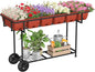 YBING Elevated Garden Bed with Wheels Outdoor 42x17x30in Elevated Raised Planter Box Stand 6 Pocket Herb Garden Planter with Storage Shelf for Balcony Patio, Red
