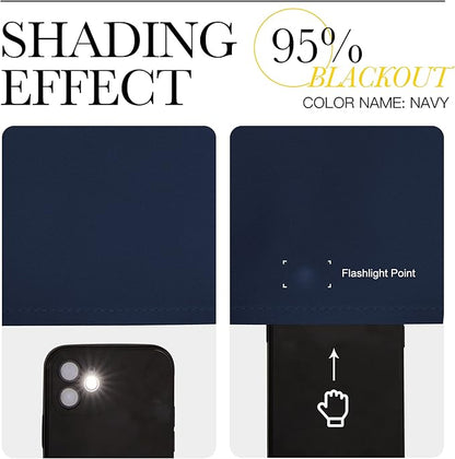 NICETOWN Blackout Curtain Panel - Home Decoration Light Blocking Room Darkening Drape/Drapery for Nursery Room, Ring Top, Navy, 52 inches Wide by 95 inches Long, 1 PC