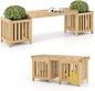 Giantex 2-in-1 Outdoor Bench with 2 Raised Garden Beds, Planter Boxes with Open-Ended Base, Garden Bench Seat for Porch Balcony Lawn Yard, DIY Assembly, Natural