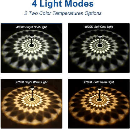 4 Pack Solar Flood Light, Security Lights,Pathway Lights with 2CCT(Warm and Cool) Light Modes,Bright Pattern Solar Decorative Lights Outdoor