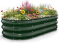 Kesfitt Raised Garden Bed, 4x2x1 FT Galvanized Steel Metal Raised Garden Bed, Oval Open-Bottom Design, 12-Inch Deep for Outdoor Vegetable & Herb Gardening, Forest Green