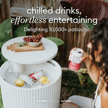 Veradek Outdoor Cooler Side Table - 2 in 1 - Designed for use as Outdoor Side Table, Patio Decor and Ice Chest