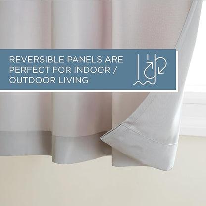 TOWN & COUNTRY BASICS Cabana Solid Heavyweight Indoor Outdoor Curtains, Light Filtering Opacity with Grommet Top, Water Repellent, 2-Pack Set, 54"x84", Cloud Grey