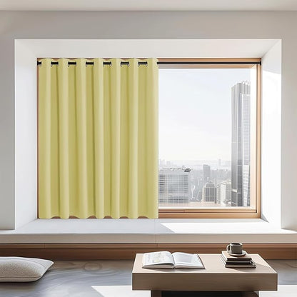 NICETOWN Blackout Curtains 72 inches Long, Grommet Privacy Window Treatment Thermal Insulated Room Darkening Sliding Glass Door Drape for Bedroom Living Room, 1 Panel, W100 x L72, Paler Yellow