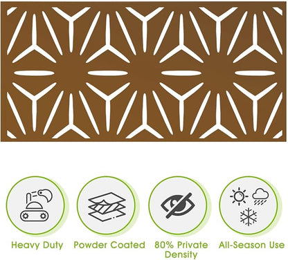 Metal Privacy Screen Outdoor 72" H×47" W, Freestanding Decorative Privacy Screen - Image 6
