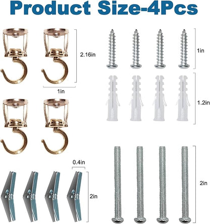 ONIKK Ceiling Hooks for Hanging Plants (4 PCS Gold), Heavy Duty Metal Plant Hooks, Screw in Hooks for Hanging Birdfeeders, Lamps, Planters, Indoor Outdoor Wall Baskets Hooks up to 33 lbs