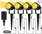 Low Voltage Landscape Lighting Kit: 4-IN-1 LED Low Voltage Landscape Lights with Plug-in Transformer | 6W 24V 2700K Warm White Outdoor Spot Lights, IP65 Waterproof Spotlight for Yard House Garden Tree