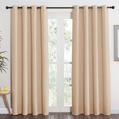 NICETOWN Room Darkening Biscotti Beige Curtain - Modern Design Light Reducing & Privacy Protection Short Window Drape/Drapery for Kid's Adult Room, 52x84 inches, 1 Piece,