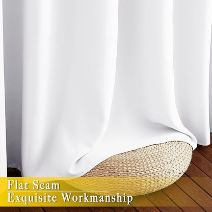 NICETOWN White Sliding Door Curtain for Bedroom, Grommet Thermal Insulated Extra Wide Solid Blackout Window Curtain & Drape for Patio Door/Living Room (1 Panel, Pure White, W80 x L90)