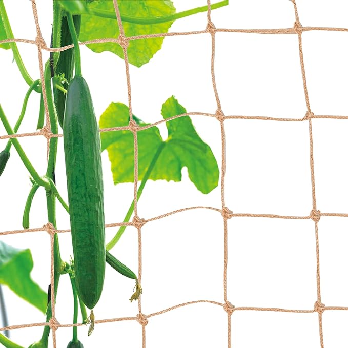 Jute Trellis Netting - Jute Netting for Garden, Heavy Duty Plant Support Netting for Climbing Plants, Cucumber, Vine, Fruits & Vegetables, Climbing Vining Plants (6.6 Ft x 16.4 Ft, 3.9 Inch Squares)