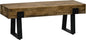 HOMCOM Garden Bench with Metal Legs, Rustic Wood Effect Concrete Entryway Bench, End of Bed Bench, Indoor Outdoor Use for Patio, Park, Porch and Lawn, Natural and Black