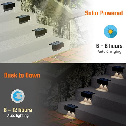 8-Pack Multi-Color Solar Spotlights for Fence & Wall - 30 Lumen High Brightness, 5 Modes (RGB Color Changing + Warm White) | Easy Mount for Steps, Patio, Yard - Matte Black