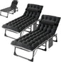 ABORON 2PK Oversized Chaise Lounge Chair,5 Positions Padded Outdoor Tanning Chair,Heavy Duty Portable Chair for Sunbathing Patio Pool Lawn Deck Poolside,Support up to 440 Lbs, Deep Black-2 Set