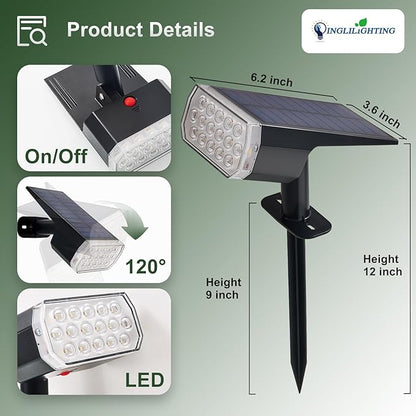DINGLILIGHTING Solar Lights Outdoor Waterproof: IP65 Led Spot Light Decorations for Garden Yard - Multicolor RGB Solar Powered for Halloween Christmas - Dust to Dawn Uplighting Landscape Pathway 4PC