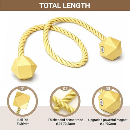 Hion Magnetic Curtain Tiebacks Golden 2pcs, Curtain Tiebacks Buckles Holdbacks Holders Hooks Clip for Home Bedroom Office Decorative Curtain