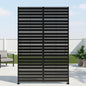 Casaphoria Metal Privacy Screen Outdoor, 72" H x 47" W Freestanding Decorative Privacy Screen for Patio Deck Balcony Garden with Stable Base, Louvered Black