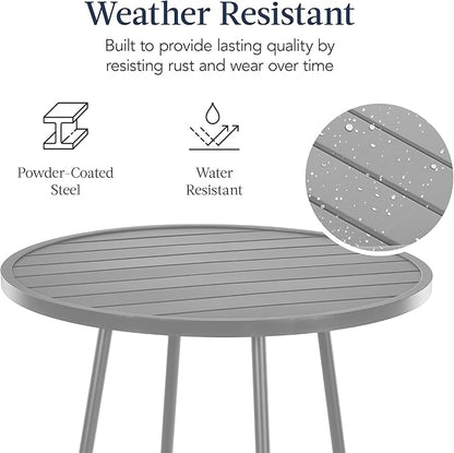 Best Choice Products 3-Piece Patio Dining Set, Bar Height, Outdoor Bistro Set, Outdoor Round Bar Table w/ 2 Bar Stools, Steel - Gray