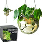 SCANDINORDICA Disco Ball Planter – Disco Ball Plant Hanger, Mirror Disco Planter with Chain, Macrame Hanger, Acrylic Stand and Insert Pot, Hanging Planter | Disco Ball Decor – 20 cm (8“) Gold