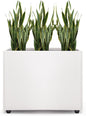 Planter Box Rectangular Block - 16×12×12IN Galvanized Steel Metal Long Box Planter Easy Installation Modern Outdoor Tall Planters All-Weather Use with Drainage Holes for Patio/Porch(White)