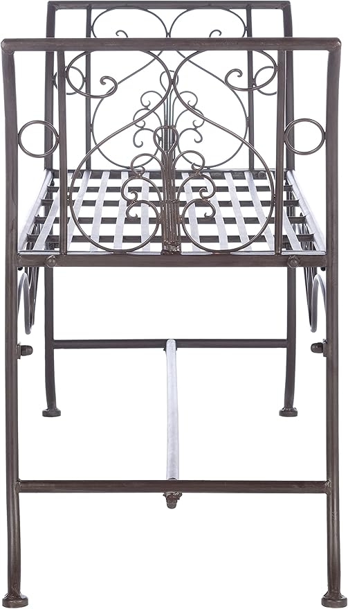 Safavieh PAT5016B Outdoor Collection Adina Rustic Brown Wrought Iron 51-inch Garden Bench