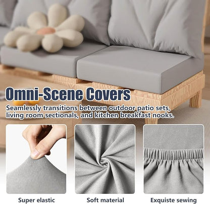 Cushion Covers, 8 Pack, Stretch Fit Air-Grey Patio Slipcovers